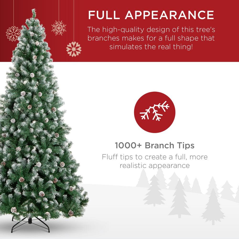 7.5ft Green Partially Flocked Virginia Pine Artificial Christmas Tree