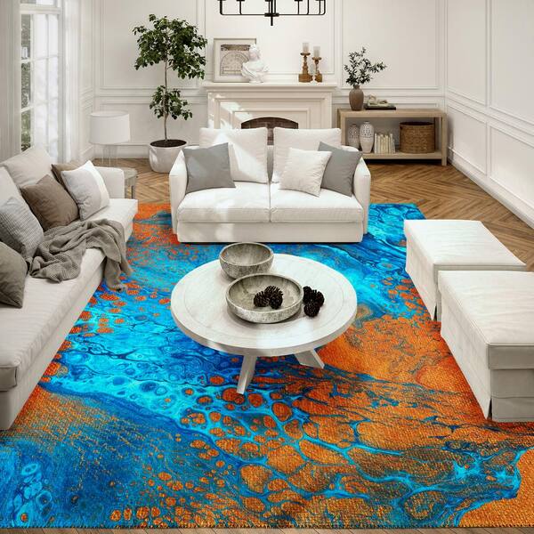 Restoration Industrial Rug Multicolor Fading Look Carpet Anti-Slip Pet  Friendly Stain Resistant Rug for Drawing Room