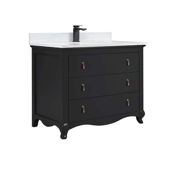 WS2512-42-TB 42 in. Single Sink Sink Vanity Tricorn Black Bath Vanity with White 1 in. Artificial Stone Top.