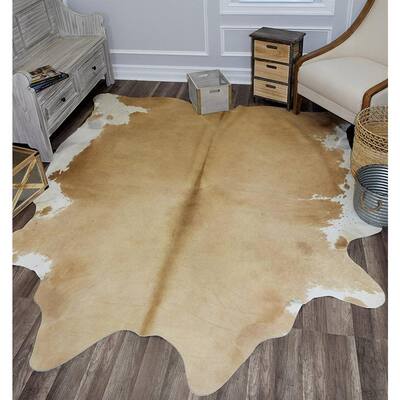 Hand Curated Cowhide Whitish Beige 5 ft. x 6 ft. Area Rug