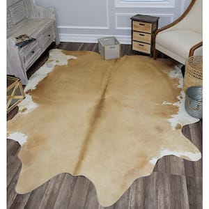 Hand Curated Cowhide Whitish Beige 6 ft. x 8 ft. Area Rug