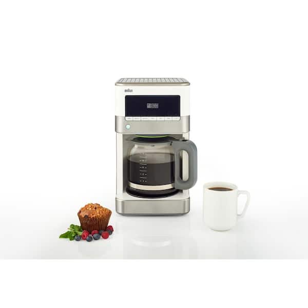 Braun BrewSense 12-Cup Programmable White and Stainless Steel Drip Coffee  Maker with Temperature Control KF6050WH - The Home Depot