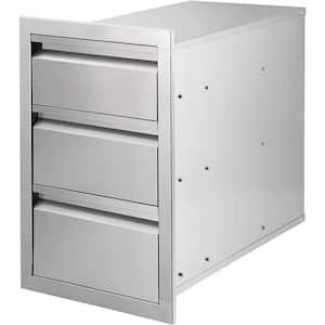 15 in. W x 25 in. H x 18.7 in. D Outdoor Kitchen Drawers Stainless Steel Flush Mount Triple BBQ Access Drawers