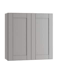 Arlington Veiled Gray Plywood Shaker Stock Assembled Wall Kitchen Cabinet Soft Close 27 in W x 12 in D x 30 in H