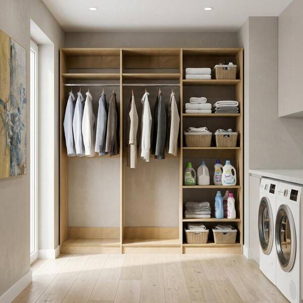 MODULAR CLOSETS Alto Laundry Room 58.5 in. W Oak 2-Tall Hang and