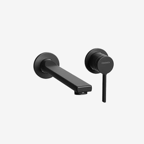 TINIAN Single Handle Wall Mount Bathroom Sink Faucet Trim with Pop-Up Drain in Matte Black