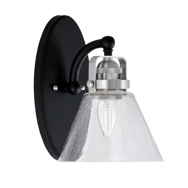 Unbranded Decatur 1-Light Matte Black and Brushed Nickel Wall Sconce
