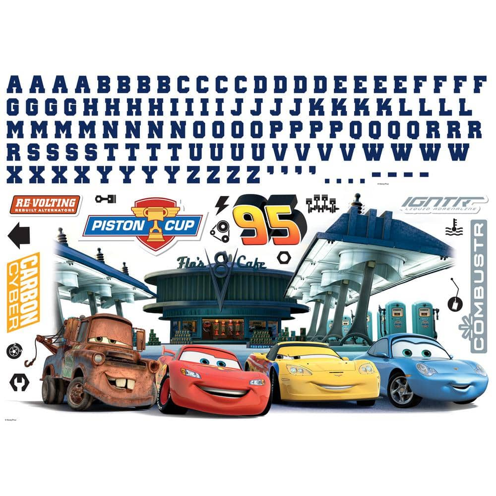 RoomMates Cars Peel and Stick Giant Wall Decals with Alphabet