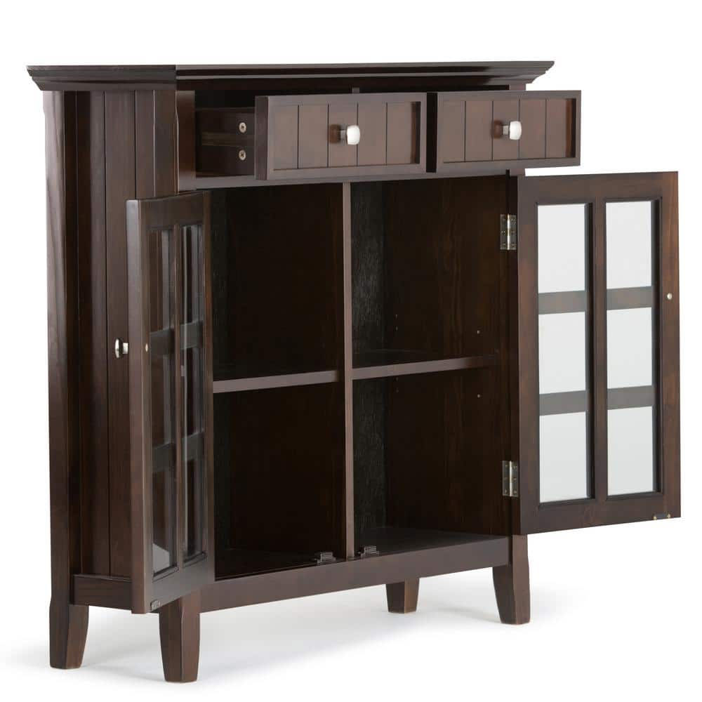 Brunette Brown Wood Freestanding Office Storage Cabinet with Adjustable Shelving