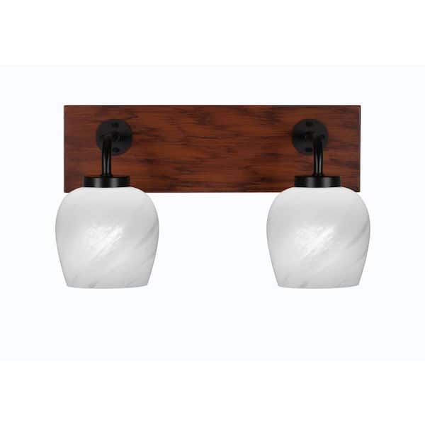 Unbranded Kirby 16.5 in. 2-Light Matte Black and Painted Wood-look Metal Vanity Light