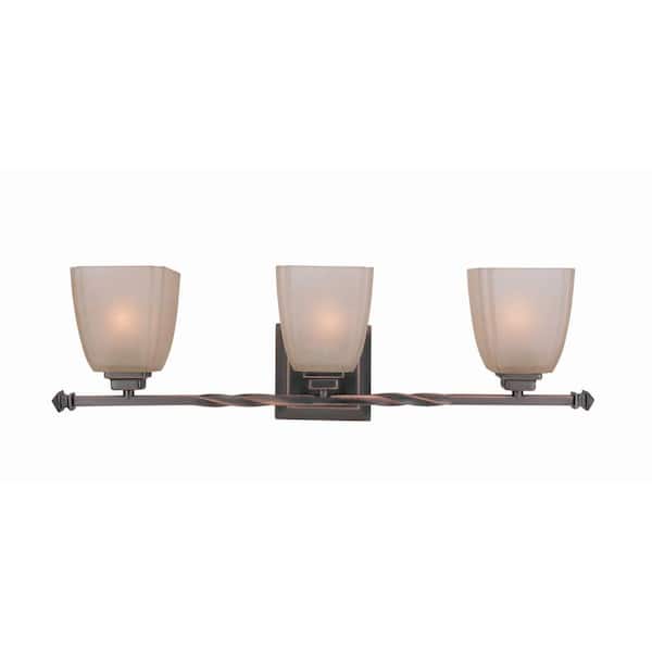 Illumine 3-Light Copper Bronze Wall Lamp with Woven Pattern Glass