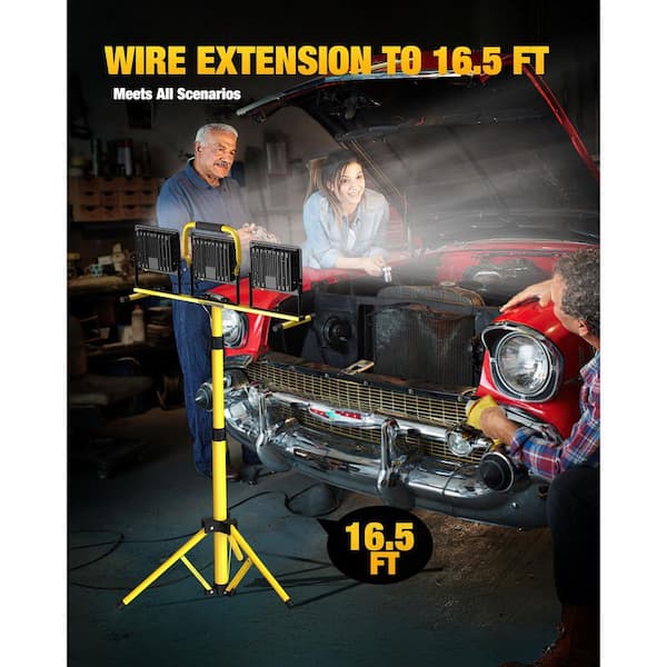 BeamBox 110 Volt. Yellow 21000 Lumens Adjustable 3-Head LED Work