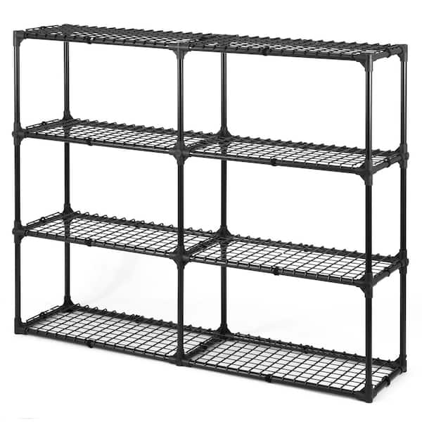 FUNKOL 4 Tier Black Heavy Duty Wire Shelf, Holds 1100lbs, 2 Pack (57in*14in*45in)