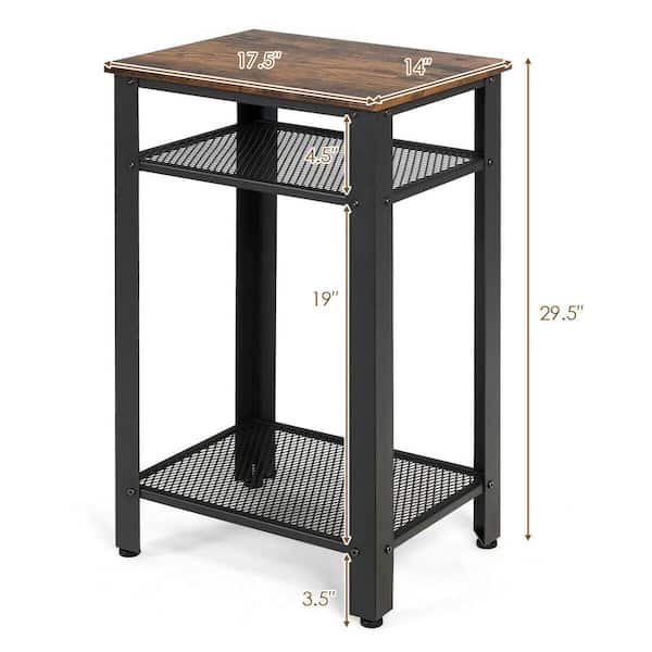 Costway Industrial 29.5 in. 3-Tier Tall Nightstand Side End