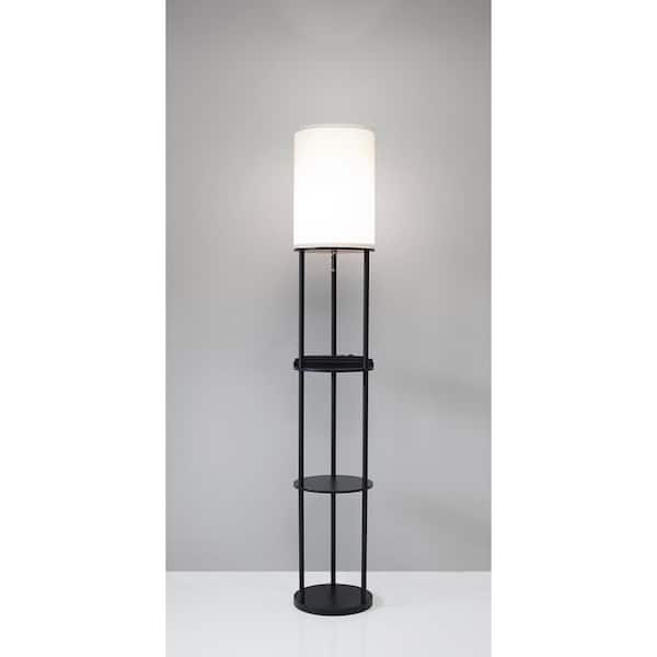 Charging Station Shelf Floor Lamp 3116 01, Adesso Etagere Floor Lamp With Drawer