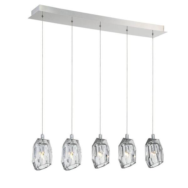 Eurofase Diffi Collection 5-Light Chrome Chandelier with Glass Shade