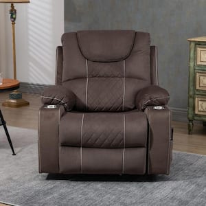 Enhanced Exclusive Oversized Velvet Power Lift Recliner Chair with Massage, Heating and 2 Cup Holder - Coffee