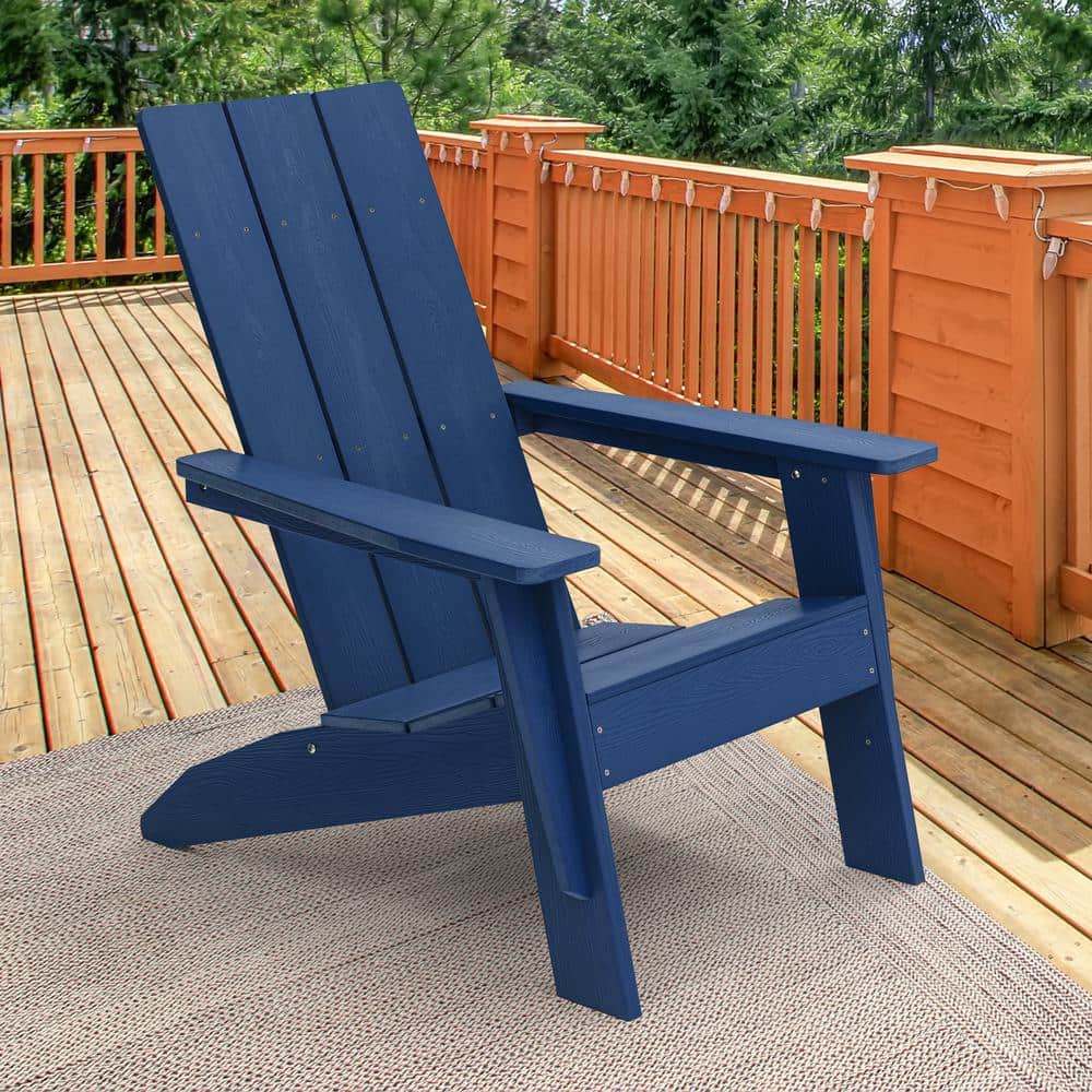 Sonkuki Navy Blue Adirondack Chair with Big Armrests Weather Resistant