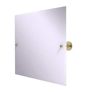 Shadwell Collection Frameless Landscape Rectangular Tilt Mirror with Beveled Edge in Unlacquered Brass