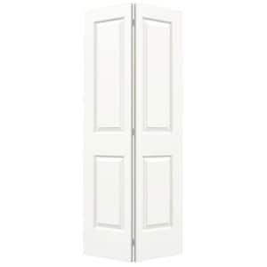 36 in. x 80 in. Carrara 2 Panel Hollow Core White Painted Molded Composite Closet Bi-Fold Door
