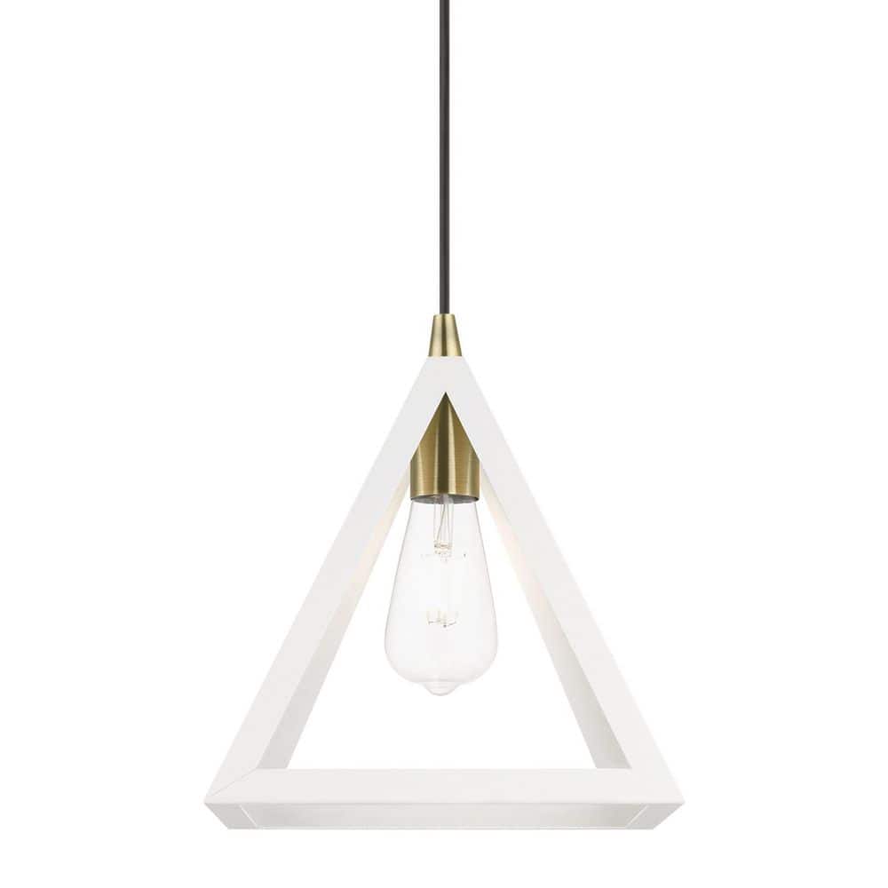 Textured White Mini Pendant with Antique Brass Accents