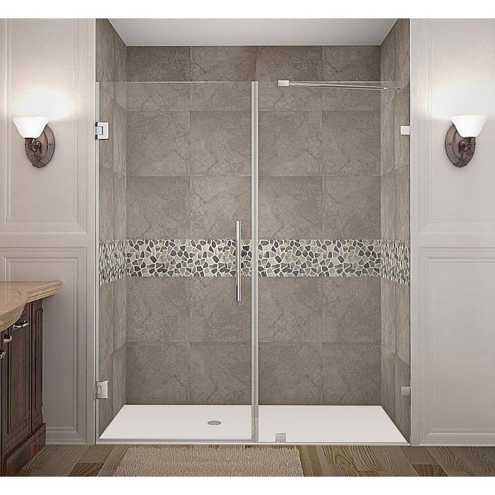 Nautis 68" x 72" Frameless Stainless Steel Hinged Shower Door