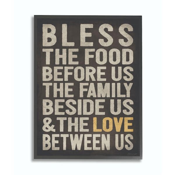 Stupell Industries 11 in. x 14 in. "Bless The Food Kitchen Dining Room Textured Word" by Stephanie Workman Marrott Framed Wall Art