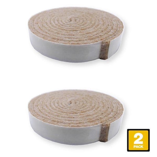 1/2 in. x 58 in. Beige Felt Strip Heavy-Duty Self-Adhesive Furniture Pads  (2-Pack)