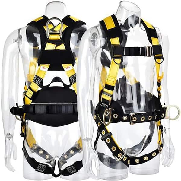 Industrial Fall Protection Safety Harness with 3D-Rings Waist and Leg Tongue Buckles ANSI Compliant Full Body Support