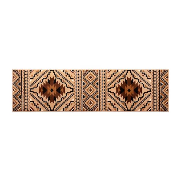 Carnegy Avenue Brown 3 ft. x 10 ft. Polypropylene Area Rug