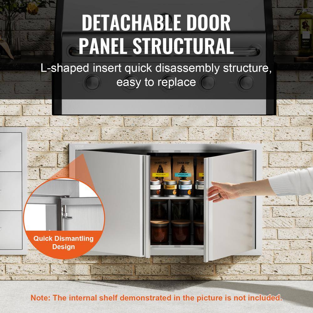 Stainless Steel Double Outdoor Kitchen Access Door 36x21 Inch