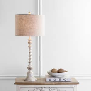 Regent 33 in. Rustic Resin LED Table Lamp, White Wash