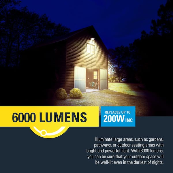HALO ALS 200-Watt Equivalent 6000 Lumen Gray Finish Dusk to Dawn