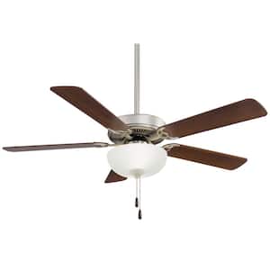 Contractor Uni-Pack 52 in. LED Indoor Brushed Steel and Dark Walnut Ceiling Fan with Light Kit