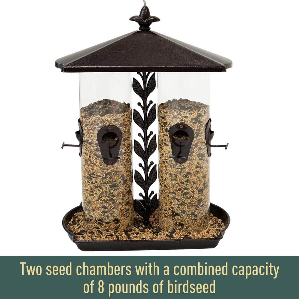 Large Black Metal Dual Tube Hanging Bird Feeder