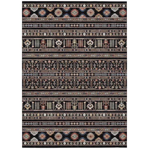 Chantille Machine Washable Indoor/Outdoor Abstract ACN2244 Black 3 ft. x 5 ft. Area Rug