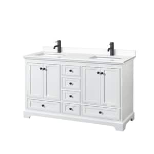 Deborah 60 in. W x 22 in. D x 35 in. H Double Bath Vanity in White with White Cultured Marble Top