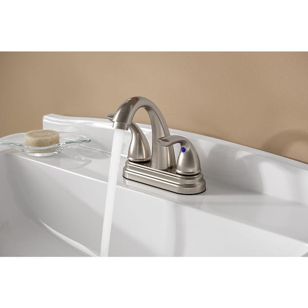 4 in. Centerset Double Handle Bathroom Faucet in Brushed Nickel