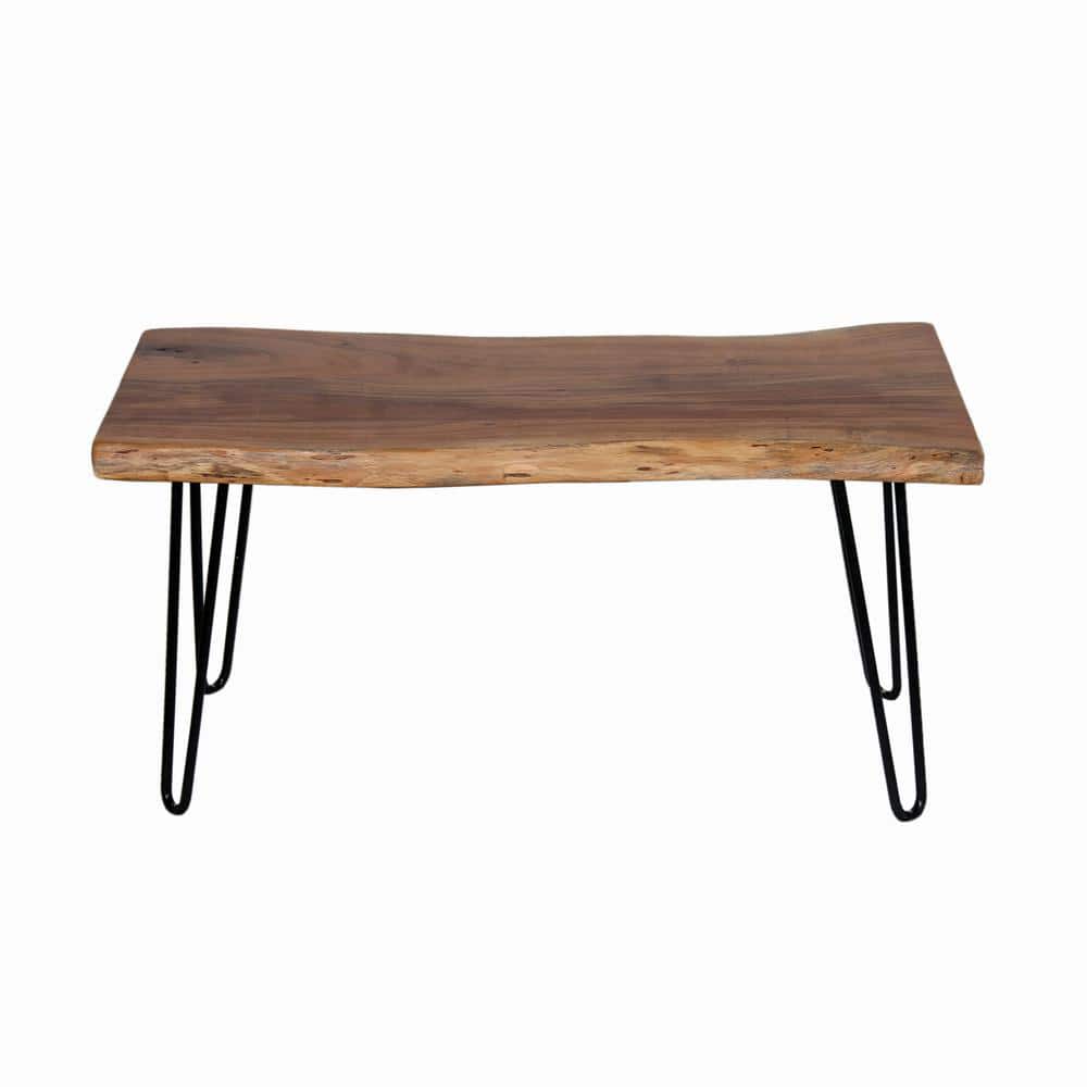Handcrafted Natural Live Edge 38" Bench with Hairpin Metal Legs