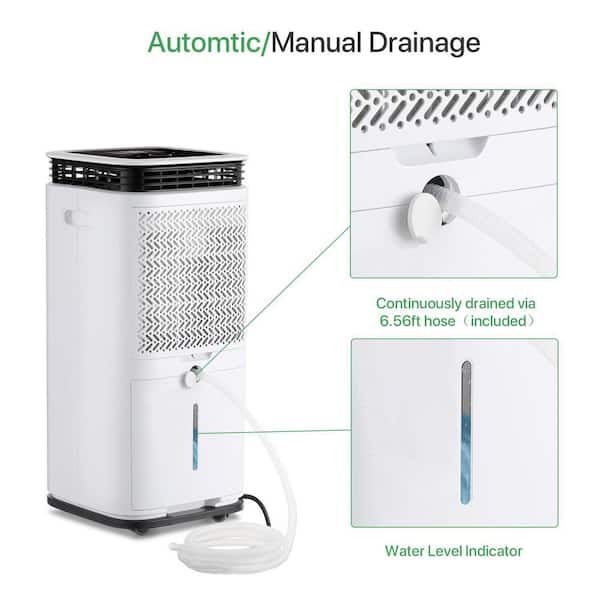waykar HDCX-PD253B 70-Pint Capacity Smart Dehumidifier Covering Up To 5,000 Square Feet With 1.18 Gallon Water Tank And Four Water Outlets - 3