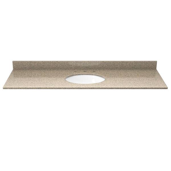 Solieque 49 in. Granite Vanity Top in St. Tropez Gold with White Basin-DISCONTINUED