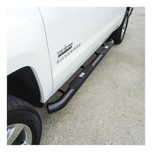 Big Step 4-Inch Round Black Aluminum Nerf Bars, Select Chevrolet Silverado, GMC Sierra 1500, 2500, 3500 HD