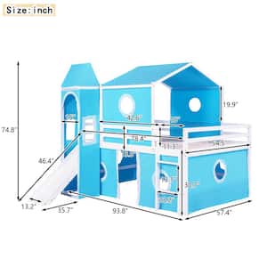 Blue Full Size Bunk Bed with Slide Blue Tent and Tower