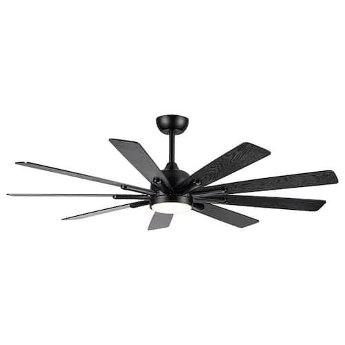 Simplicity 62 in. 1-Light Integrated LED Indoor Black Ceiling Fan Lighting with Dimmable Light Ceiling Fans With Lights