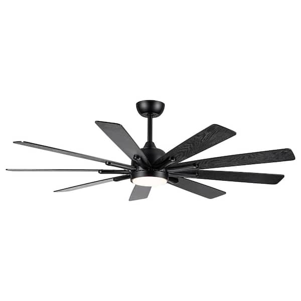 PUDO Simplicity 62 in. 1-Light Integrated LED Indoor Black Ceiling Fan Lighting with Dimmable Light
