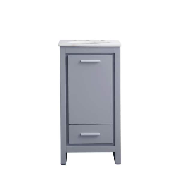 Unbranded Timeless Home 19 in. W x 18 in. D x 35 in. H Single Bathroom Vanity in Grey with White Marble Top and White Basin