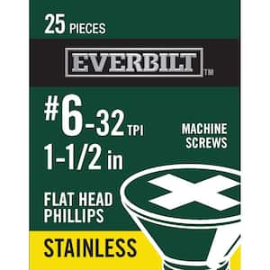#6-32 x 1-1/2 in. Phillips Flat Head Stainless Steel Machine Screw (25-Pack)