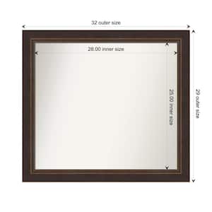 Lara Bronze 32.5 in. W x 29.5 in. H Custom Non-Beveled Wood Framed Bathroom Vanity Wall Mirror