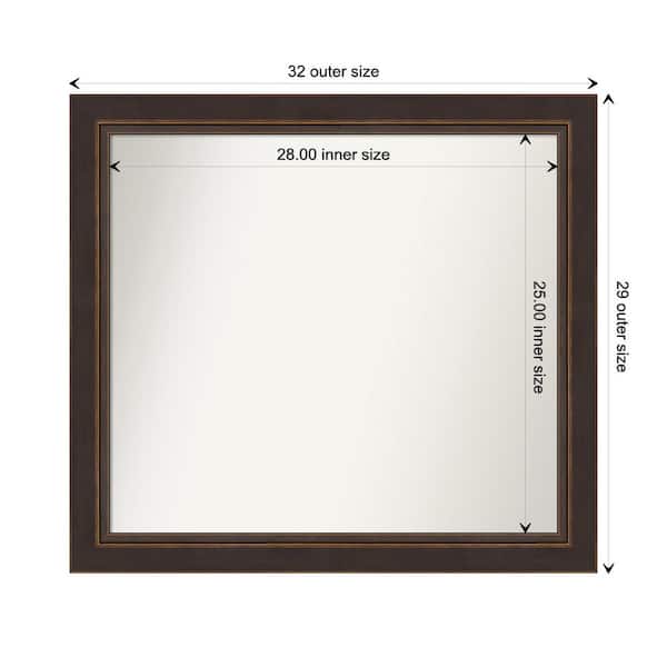 Amanti Art Lara Bronze 32.5 in. W x 29.5 in. H Custom Non-Beveled Wood Framed Bathroom Vanity Wall Mirror