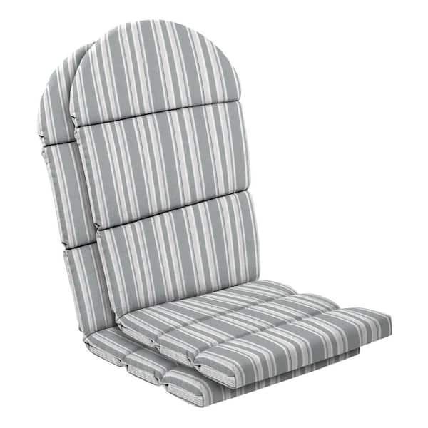 ARDEN 19 in. x 21.5 in. Oceantex Outdoor Adirondack Cushion in Pebble Grey Stripe